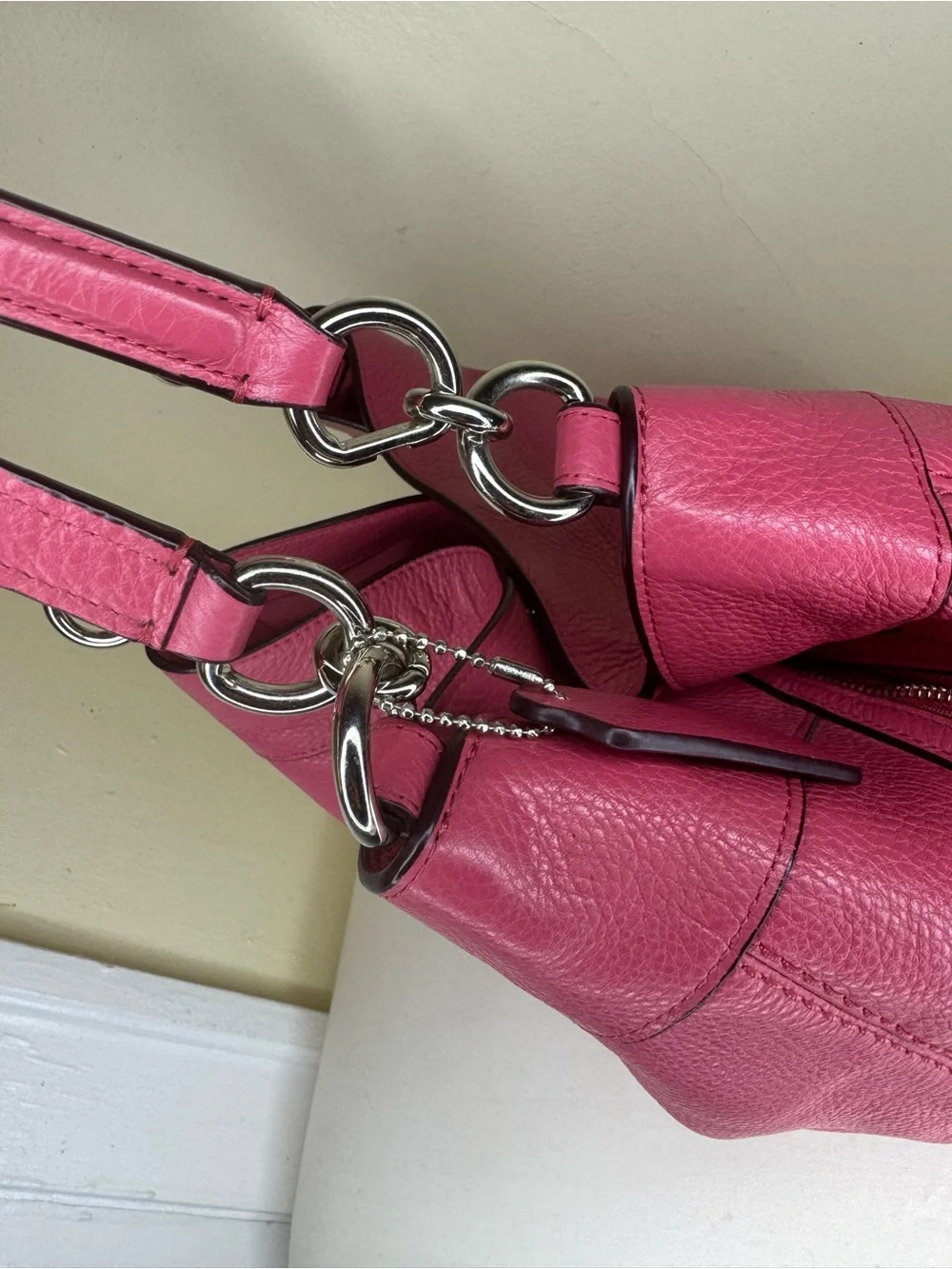 Coach Lexy Pebble Leather Hobo Bag in Bright Pink